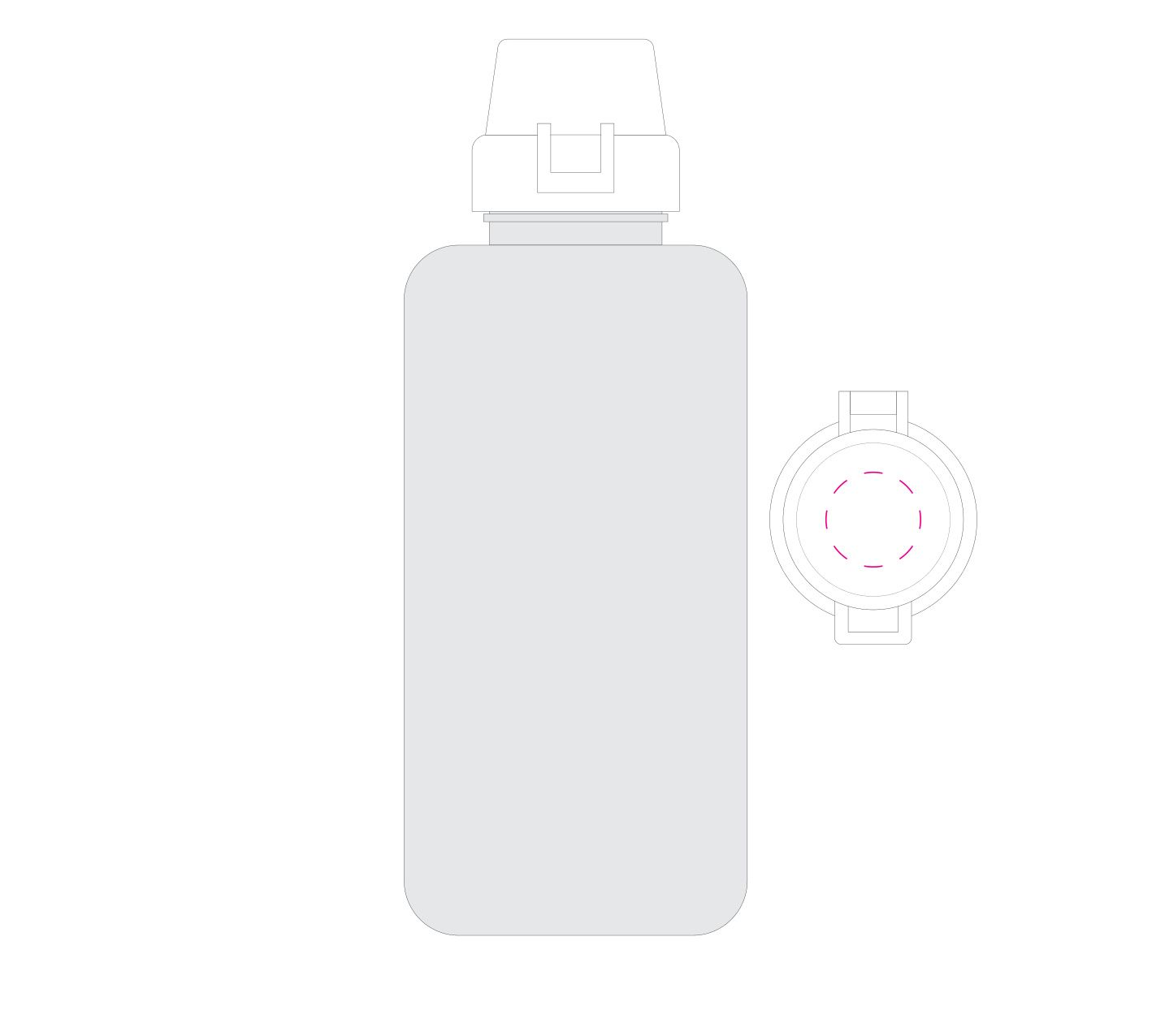 Standskizze: Druckposition „auf Deckel (max. Ø 25 mm)“ – Trinkflasche School 1,0 l – Tritan mit Silikon-Strap