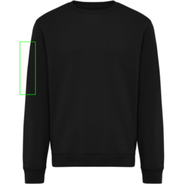 Standskizze: Druckverfahren Siebdruck Textil auf Position „Ärmel rechts“ – IQONIQ Torla Rundhals-Pullover aus Baumwolle, 340 g/m², bedruck- und bestickbar