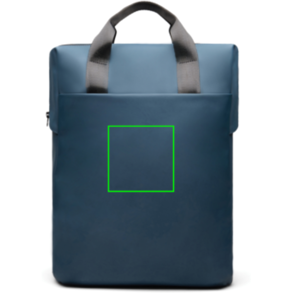 Standskizze: Druckverfahren PU-Etikett Baltimore marineblau auf Position „Artikel Vorderseite“ – VINGA Baltimore RCS Tote-Rucksack mit Logo bedrucken