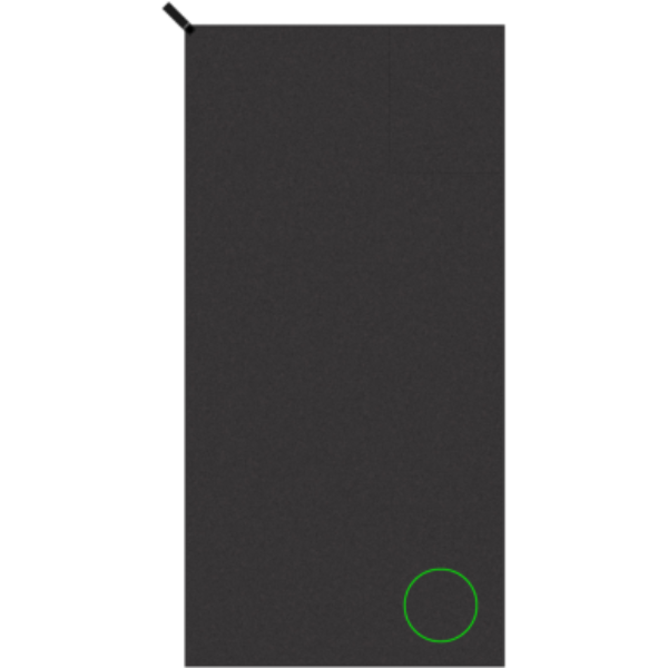 Standskizze: Druckverfahren Bestickung auf Position „Artikel Innenseite (max. 140 x 140 mm)“ – VINGA GRS rPET Sporthandtuch 140×70 cm, bestickbar
