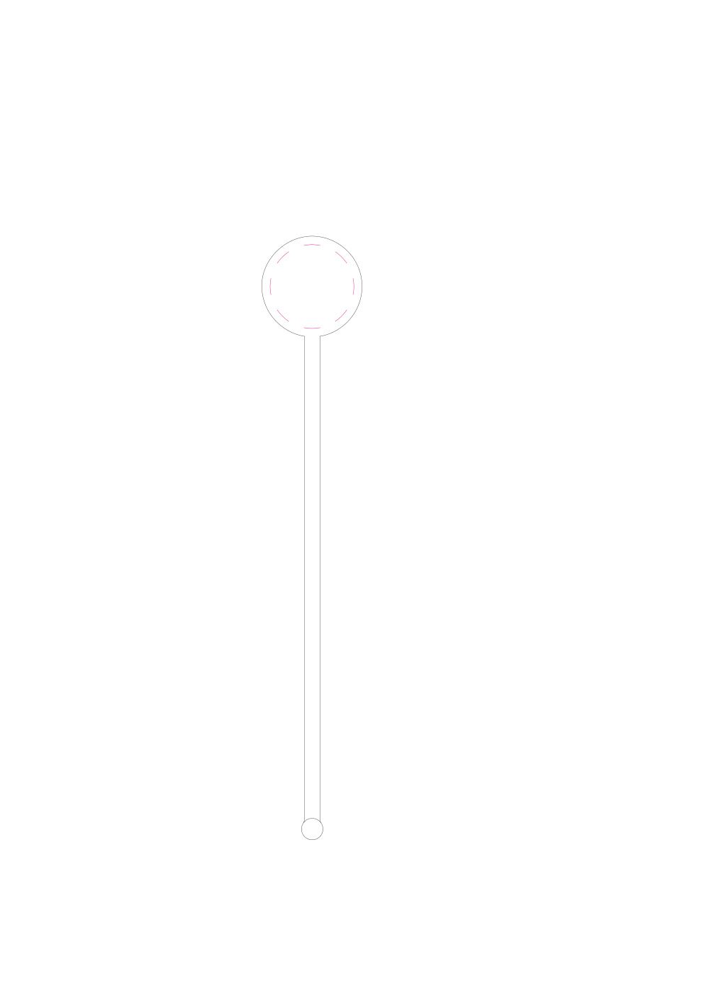 Standskizze: Druckposition „mittig (max. Ø 25 mm)“ – Cocktail-Rührstab Rund 180 mm – Kunststoff, bedruckbar