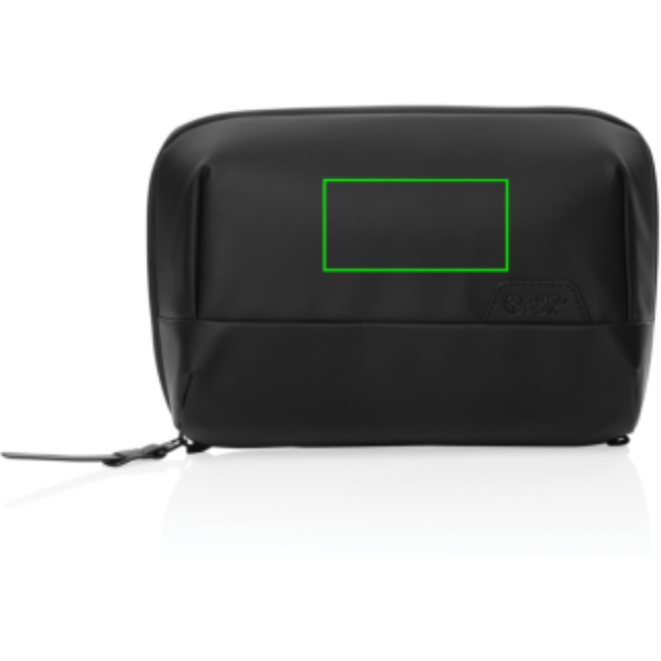 Standskizze: Druckverfahren Siebdruck Transfer auf Position „Artikel Vorderseite (max. 80 x 40 mm)“ – Swiss Peak OSLO RCS Kulturtasche 24 × 11 × 16 cm – mit Logo bedruckbar