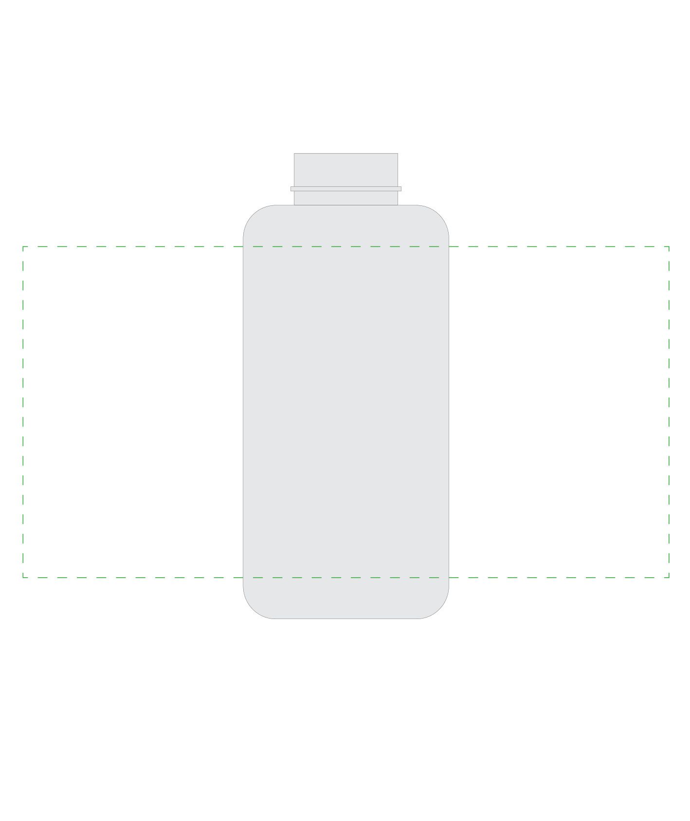 Standskizze: Druckposition „rdundum (max. 281×144 mm)“ – Trinkflasche Junior 1,0 l – Tritan mit kindgerechtem Verschluss
