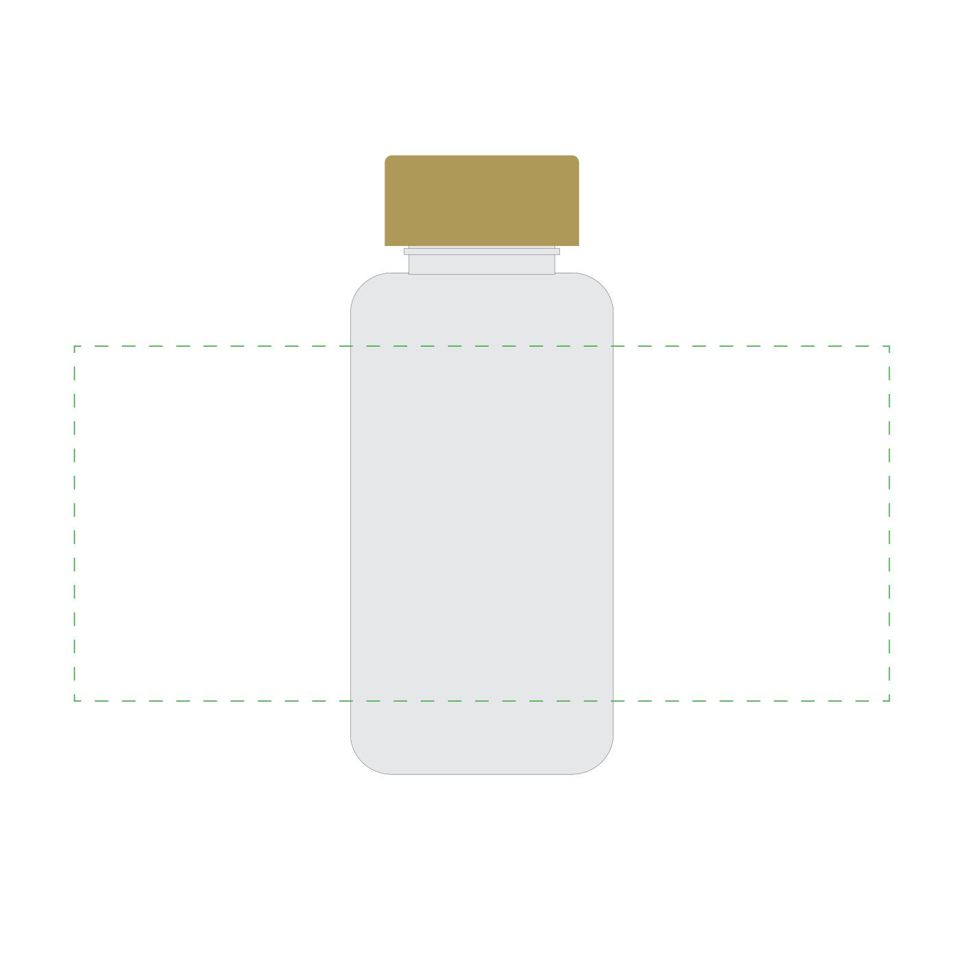 Standskizze: Druckposition „rundum auf transparente Flasche (max. 252×110 mm)“ – Tritan-Trinkflasche Natural 700 ml – mit Bambusdeckel, auslaufsicher