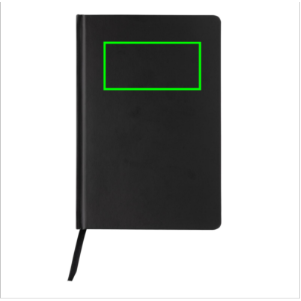 Standskizze: Druckverfahren Tampondruck auf Position „Artikel Vorderseite oben“ – XD Collection Impact A5 Hardcover-Notizbuch aus Steinpapier