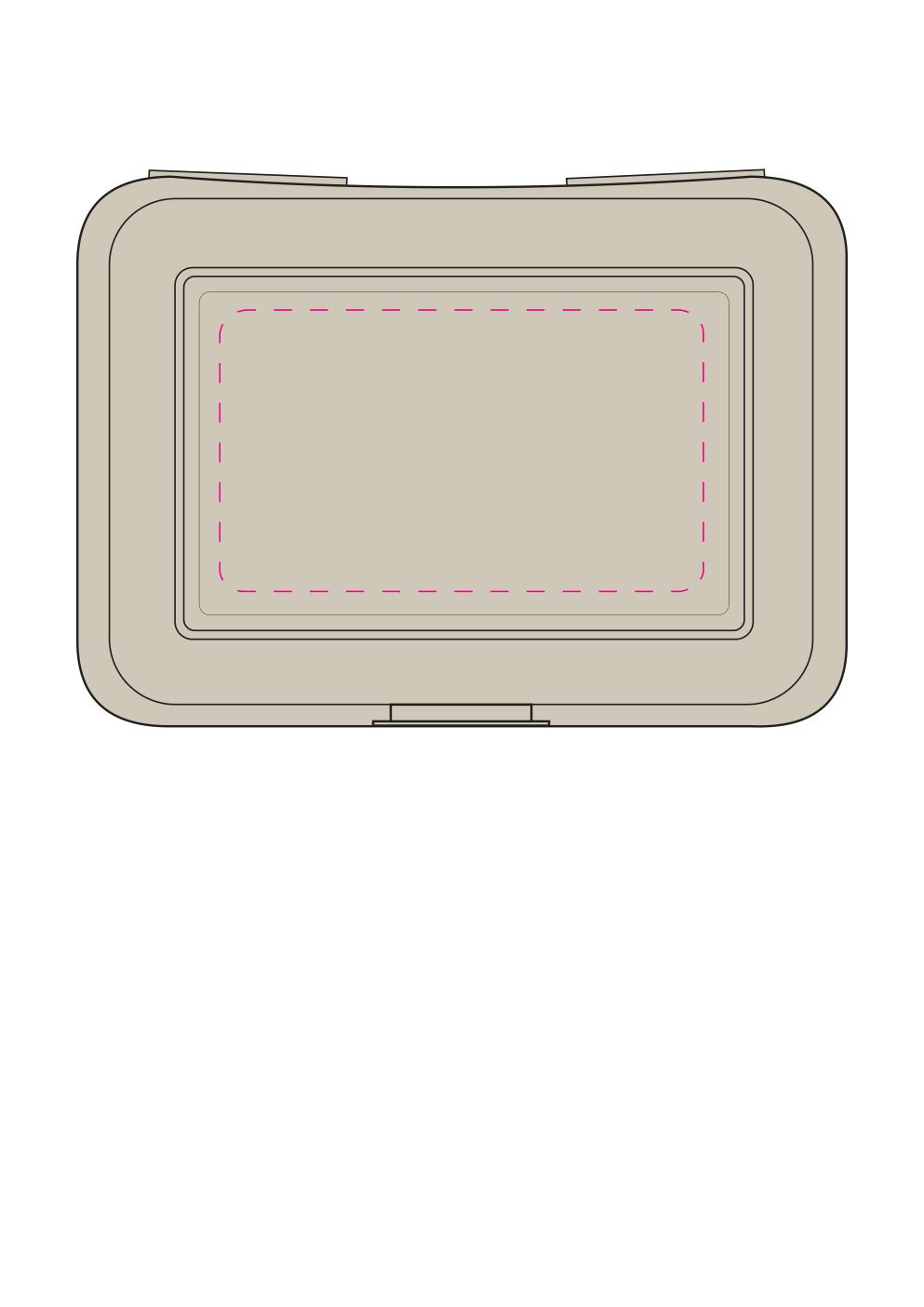 Standskizze: Druckposition „mittig auf Deckel (max. 110×64 mm)“ – Vorratsdose School-Box groß – ISCC-zertifiziert mit Klickverschluss