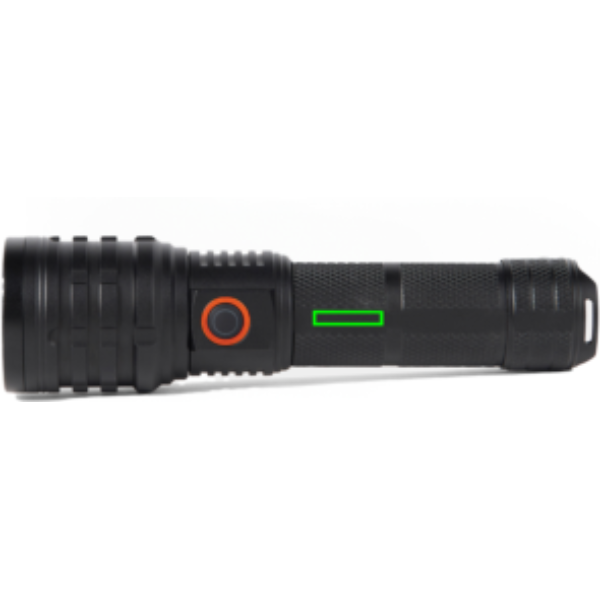 Standskizze: Druckverfahren Lasergravur auf Position „Taschenlampe“ – Nordic Drift Everest Akku-Taschenlampe 1.000 Lumen mit Zoom – mit Logo