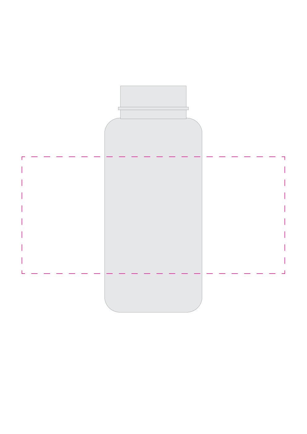Standskizze: Druckposition „rundum (max. 180×80 mm)“ – Trinkflasche Junior 400 ml – Tritan, BPA-frei, mit Logo bedruckbar