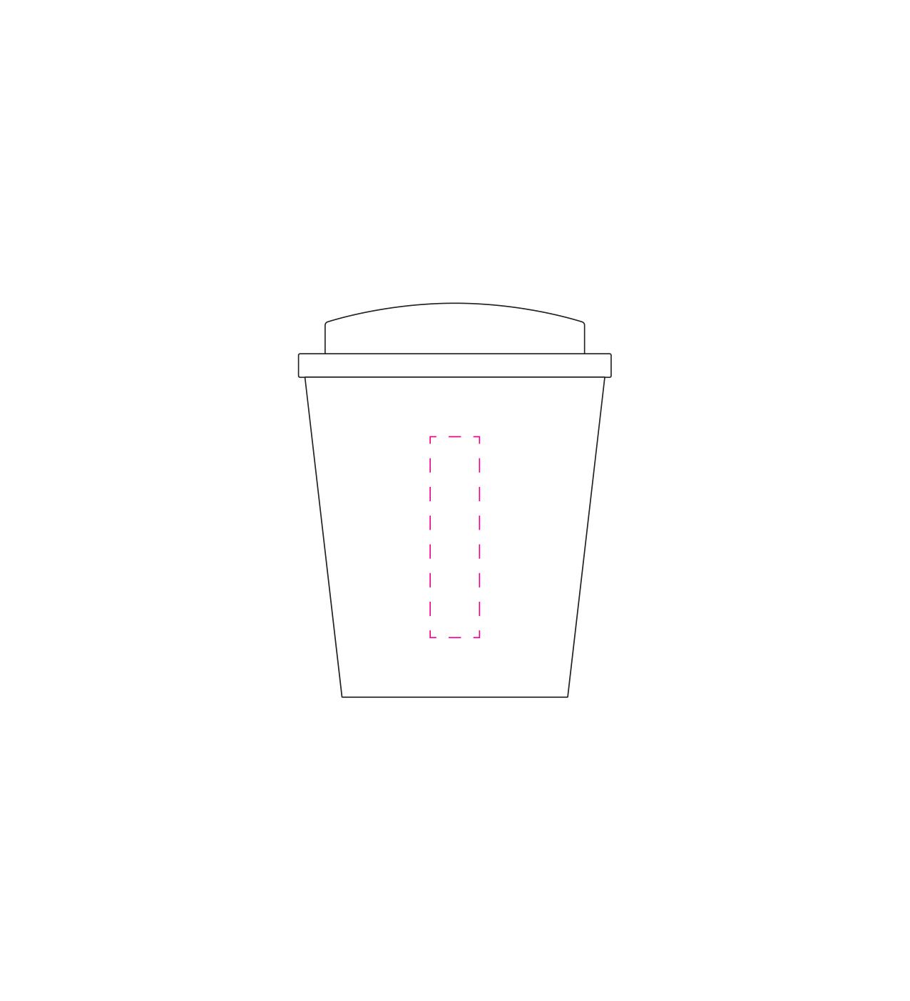 Standskizze: Druckposition „seitlich von unten nach oben (max. 15×60 mm)“ – Kaffeebecher PremiumPlus small 250ml – doppelwandiger To-Go-Becher